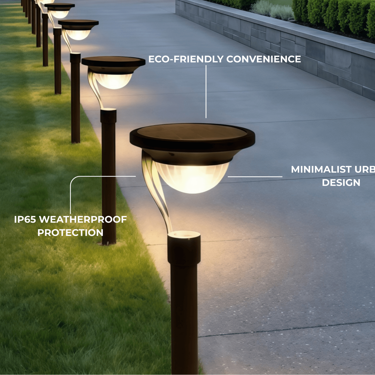 Arcato Modern Outdoor Pathway Lights - Dark Grey Metal & Acrylic Bowled Garden