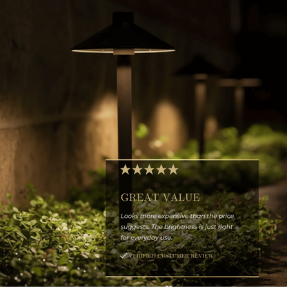 Irondale Modern Black Hooded Outdoor Path Light – Waterproof Garden Lighting