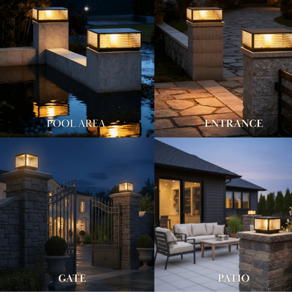 Irondale Modern Black Solar Pillar Light – Outdoor Lighting for Doorway/Path