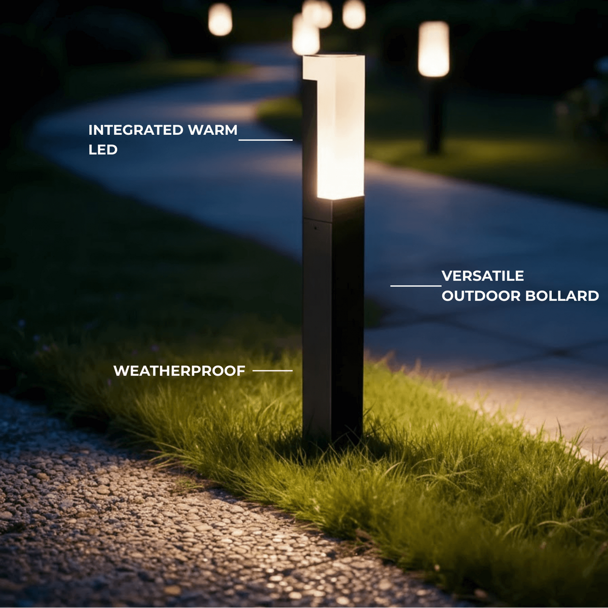 Arcato Modern Black LED Path Light – Outdoor Metal Sensor Lamp for Garden/Terrace