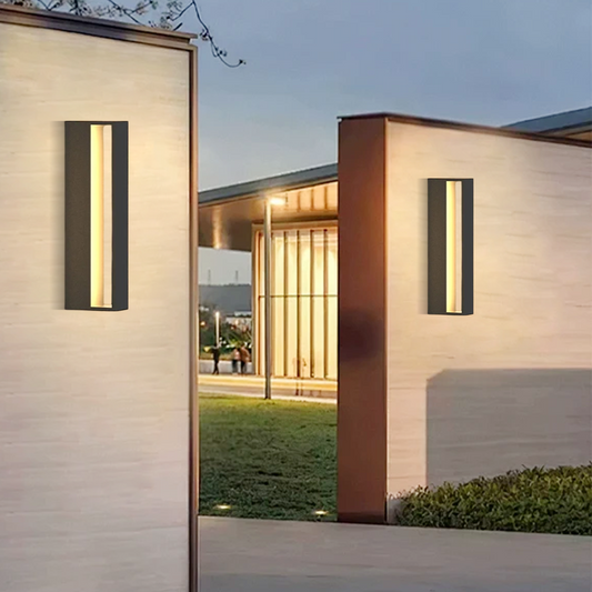 Nuvlight Modern Rectangular Outdoor Wall Lamp – Metal Sensor Light Garden/Patio
