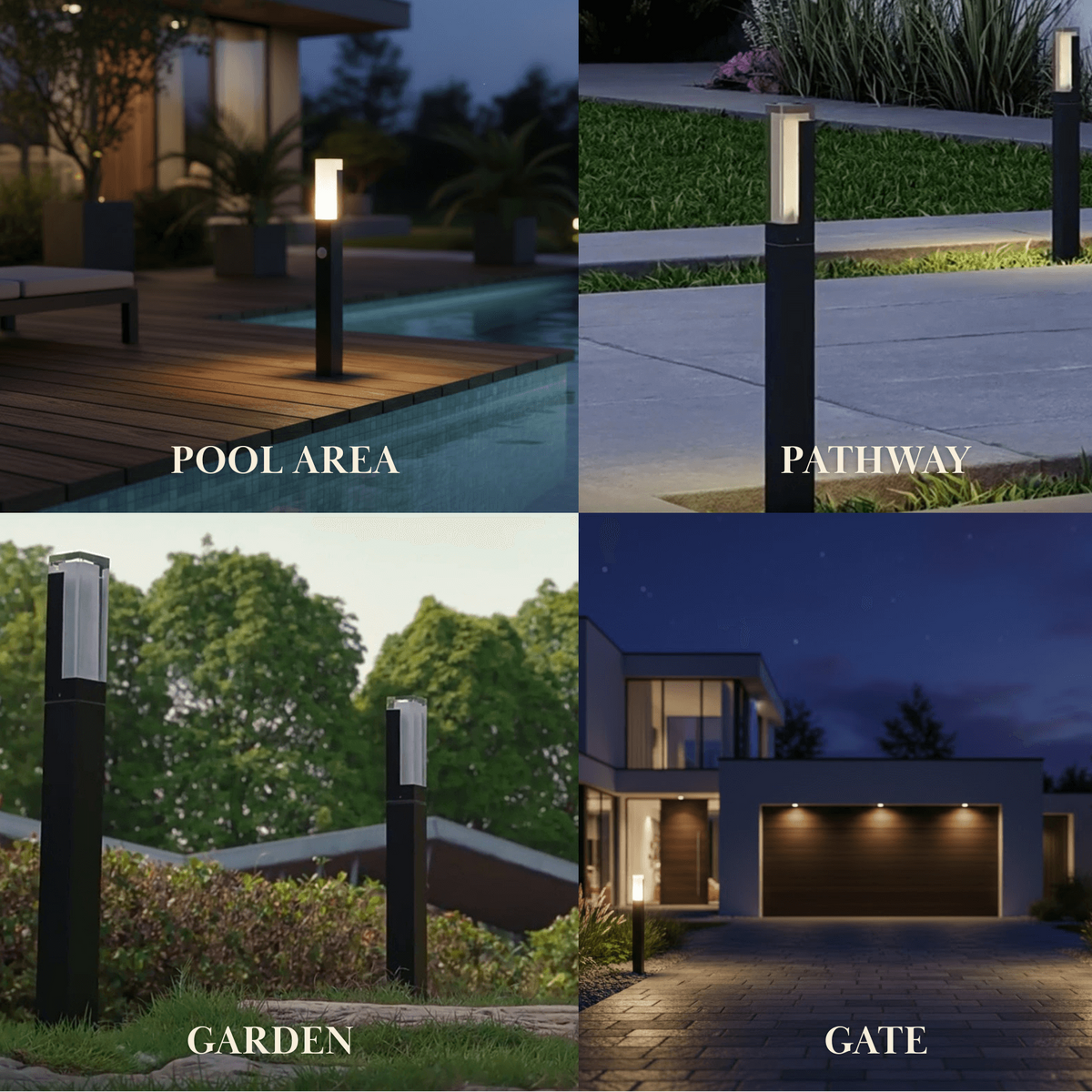 Arcato Modern Black LED Path Light – Outdoor Metal Sensor Lamp for Garden/Terrace