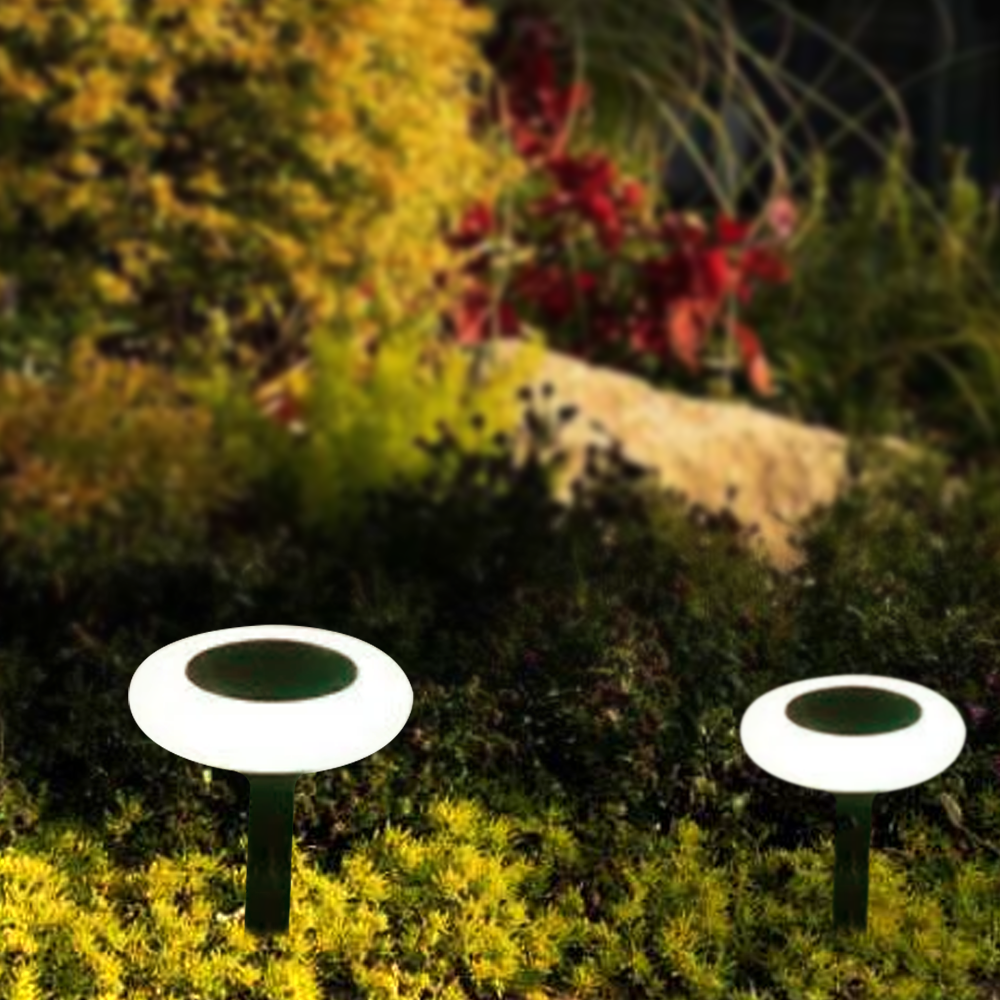 Embrace Modern Rock-Shaped Solar Pathway Light – White Rechargeable Outdoor Lamp