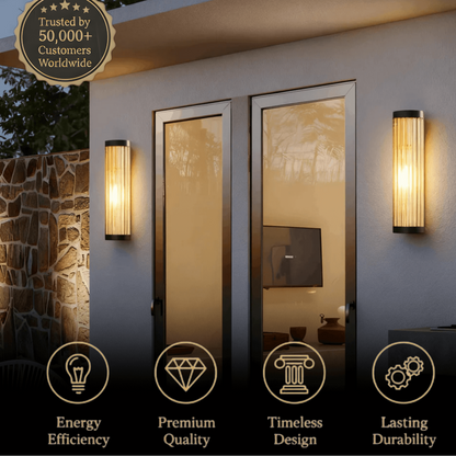Irondale Modern Black LED Outdoor Wall Sconce – Waterproof Light for Garden/Courtyard