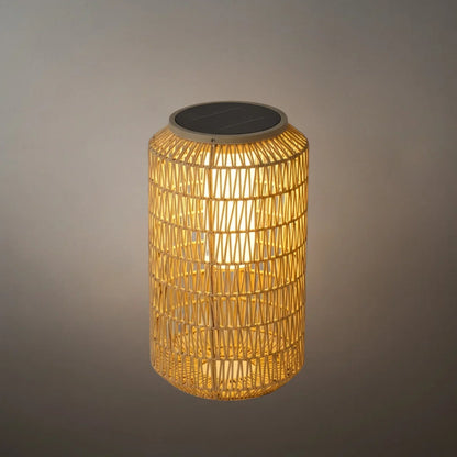 Zenno Farmhouse Outdoor Lamp - Wood & Metal Rattan Lantern