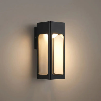 Irondale Modern Outdoor Wall Sconce – Metal Lantern with Sensor for Exterior Wall