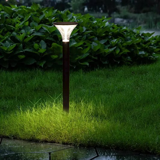 Nuvlight Modern Cylindrical Pathway Light – Black Metal/Acrylic Solar Outdoor Lamp