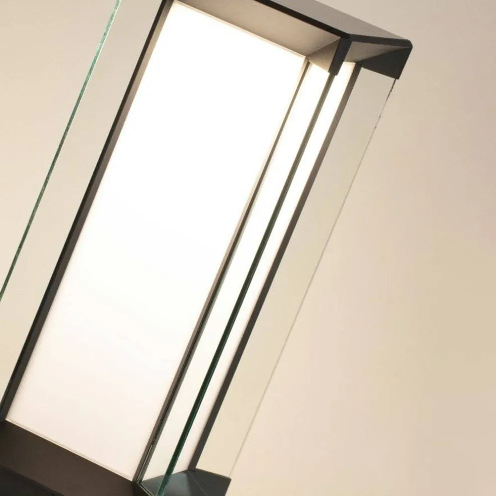 Arcato Modern Outdoor Floor Lamp - Black Cuboid Metal & Glass with RGB Lighting