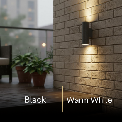 Arcato Modern Outdoor Wall Sconce- Black/White Cement Cylindrical Light for Courtyard