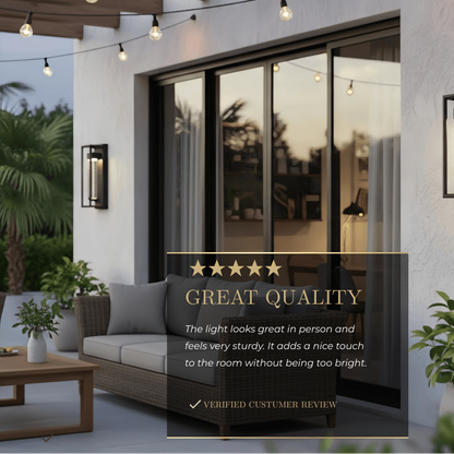 Arcato Modern Outdoor Wall Sconce, Black Stainless Steel Open Frame Light for Patio/Entryway