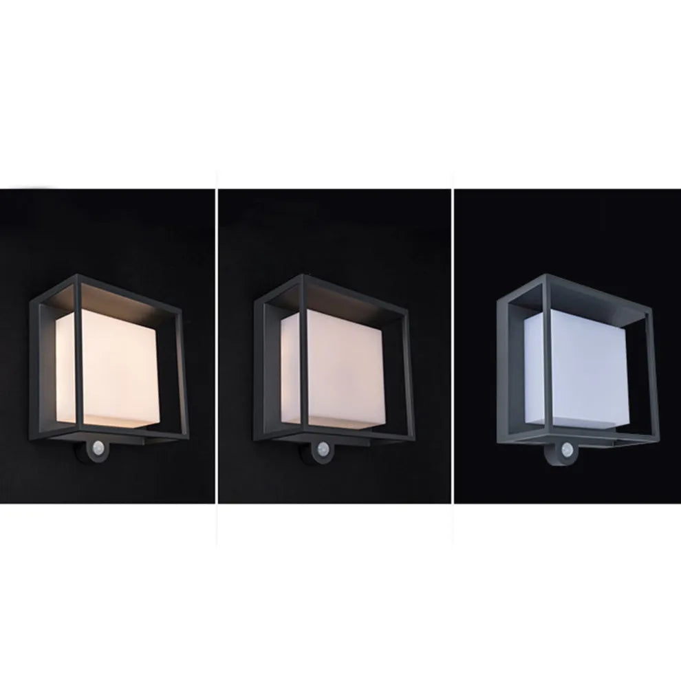 Arcato Modern Rectangular Outdoor Wall Sconce – Black Acrylic Solar Light with Sensor