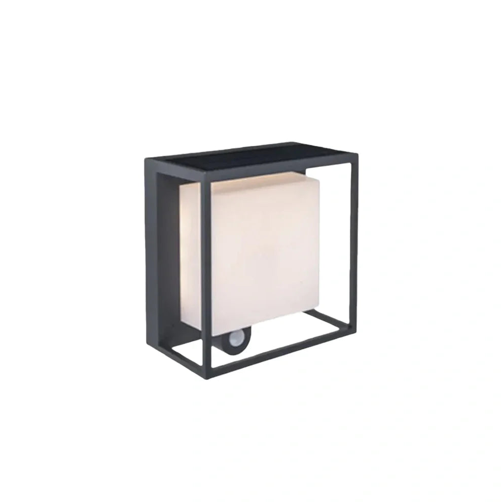 Arcato Modern Rectangular Outdoor Wall Sconce – Black Acrylic Solar Light with Sensor