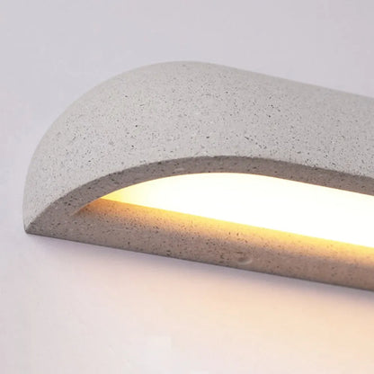 Arcato Modern Arched Outdoor Wall Lamp — Black/White Metal/Stone for Exterior