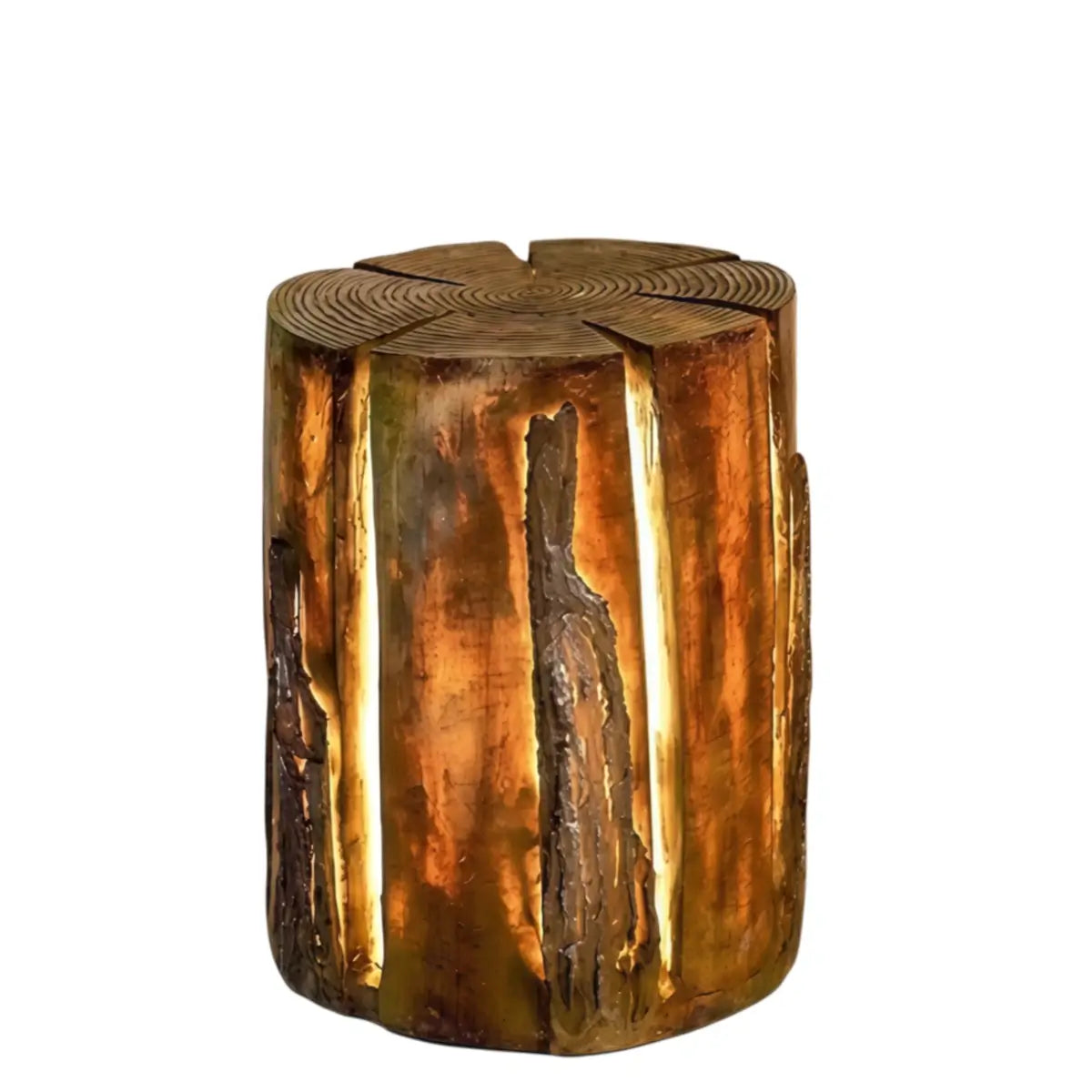 Botanica Art Deco Tree Stump Outdoor Lamp – Natural Wood-Look Resin for Courtyard/Garden