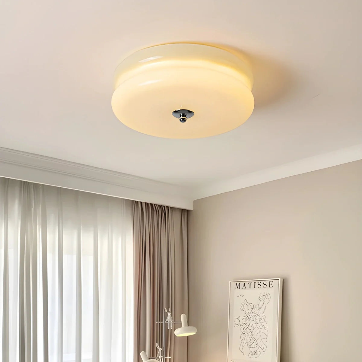 Glass and Brass Flush Mount Ceiling Light