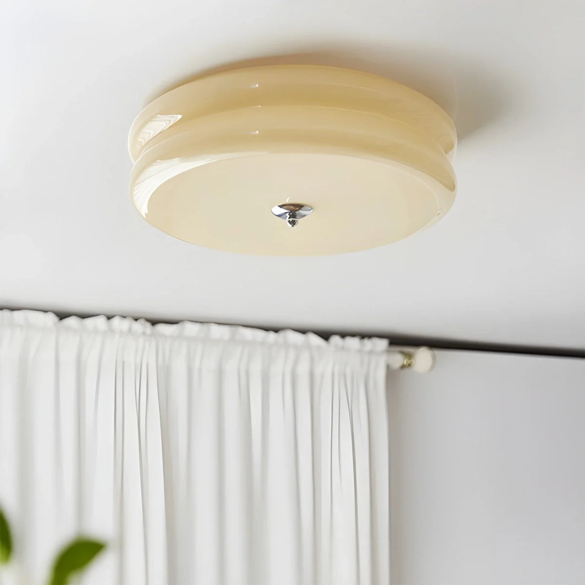 Glass and Brass Flush Mount Ceiling Light