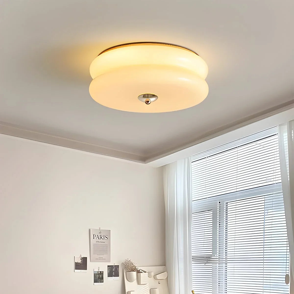 Glass and Brass Flush Mount Ceiling Light