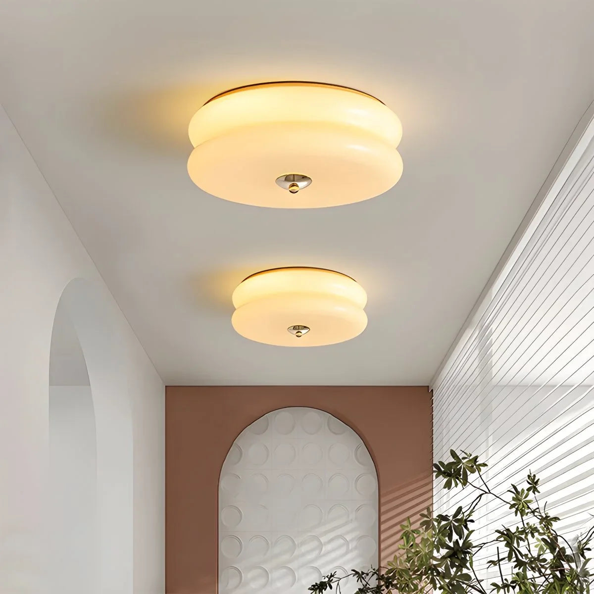 Glass and Brass Flush Mount Ceiling Light