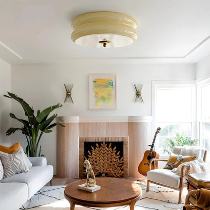 Glass and Brass Flush Mount Ceiling Light