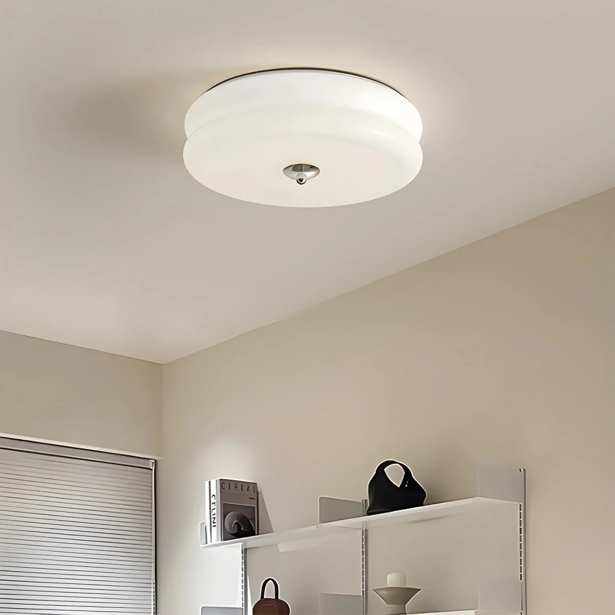 Glass and Brass Flush Mount Ceiling Light