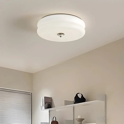 Glass and Brass Flush Mount Ceiling Light