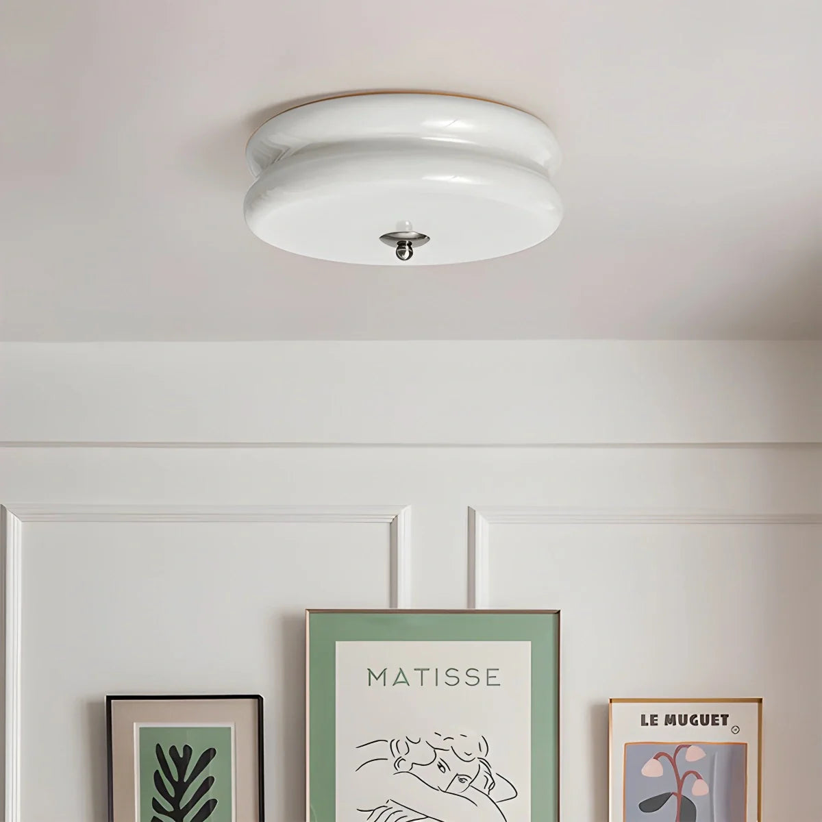 Glass and Brass Flush Mount Ceiling Light