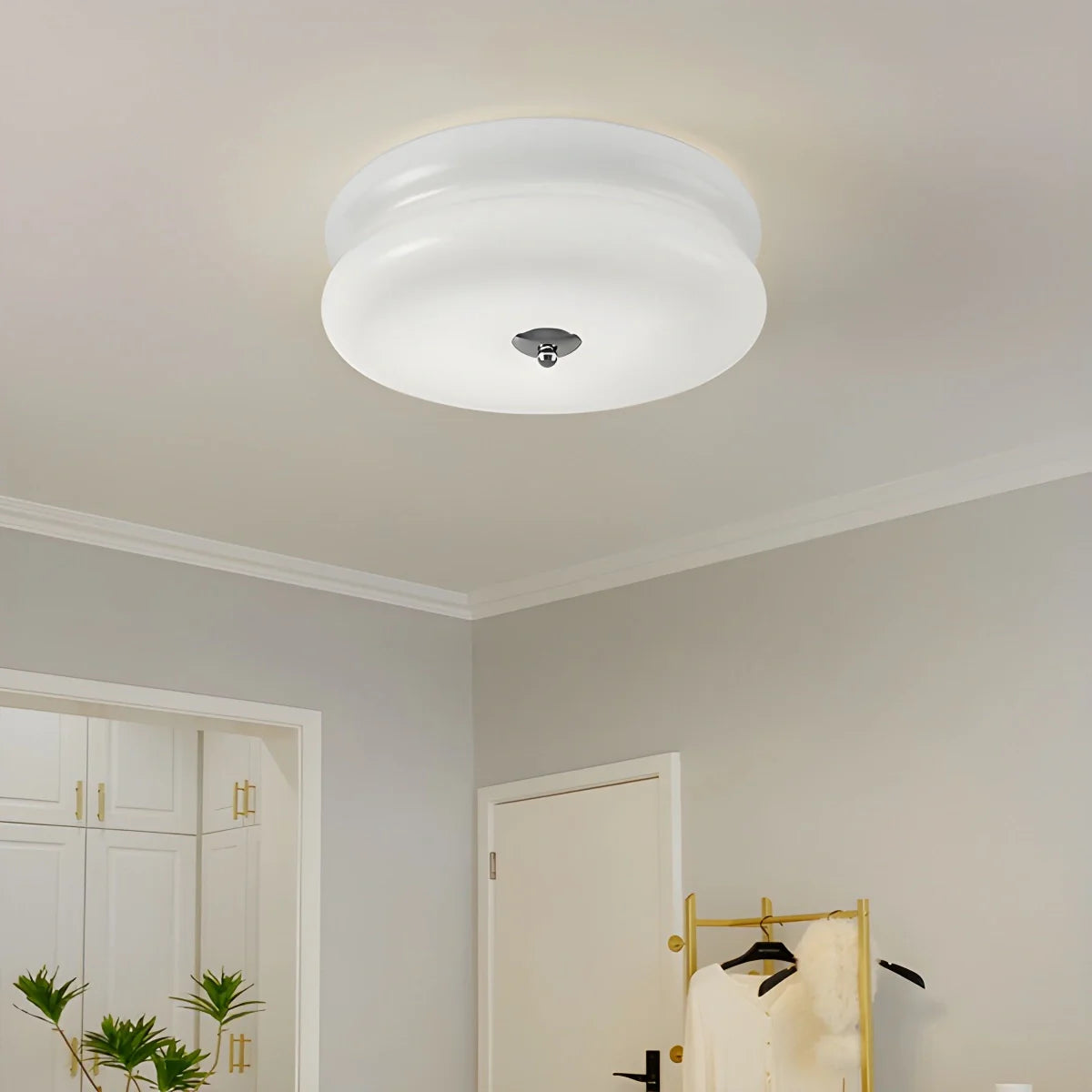 Glass and Brass Flush Mount Ceiling Light