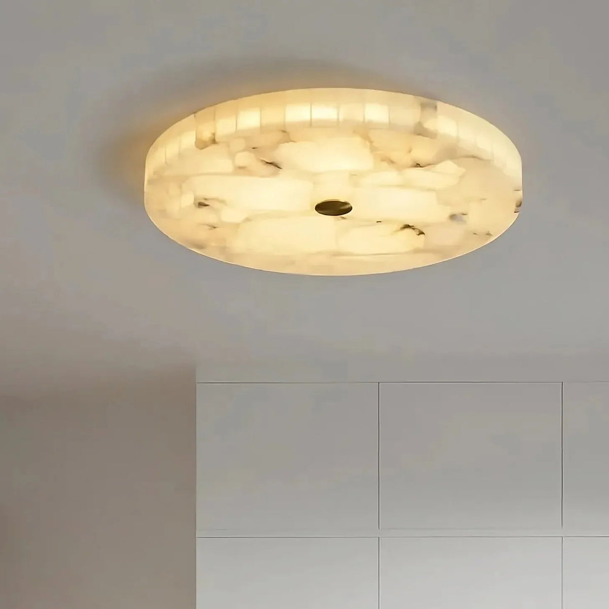 BAGUETTE Moonshade Natural Marble Flush Mount Ceiling Light