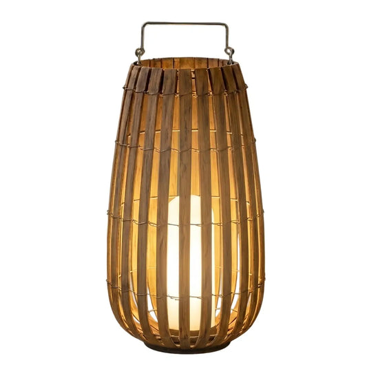 Nuvlight Modern Wooden Path Lamp - Brown/Gray Solar Light for Outdoor Garden