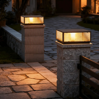 Irondale Modern Black Solar Pillar Light – Outdoor Lighting for Doorway/Path
