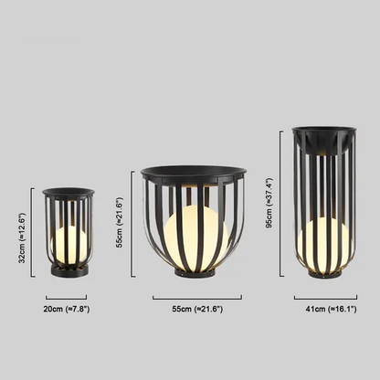 Arcato Modern Black Outdoor Floor Lamp – Metal Lantern Solar Light for Garden or Walkway
