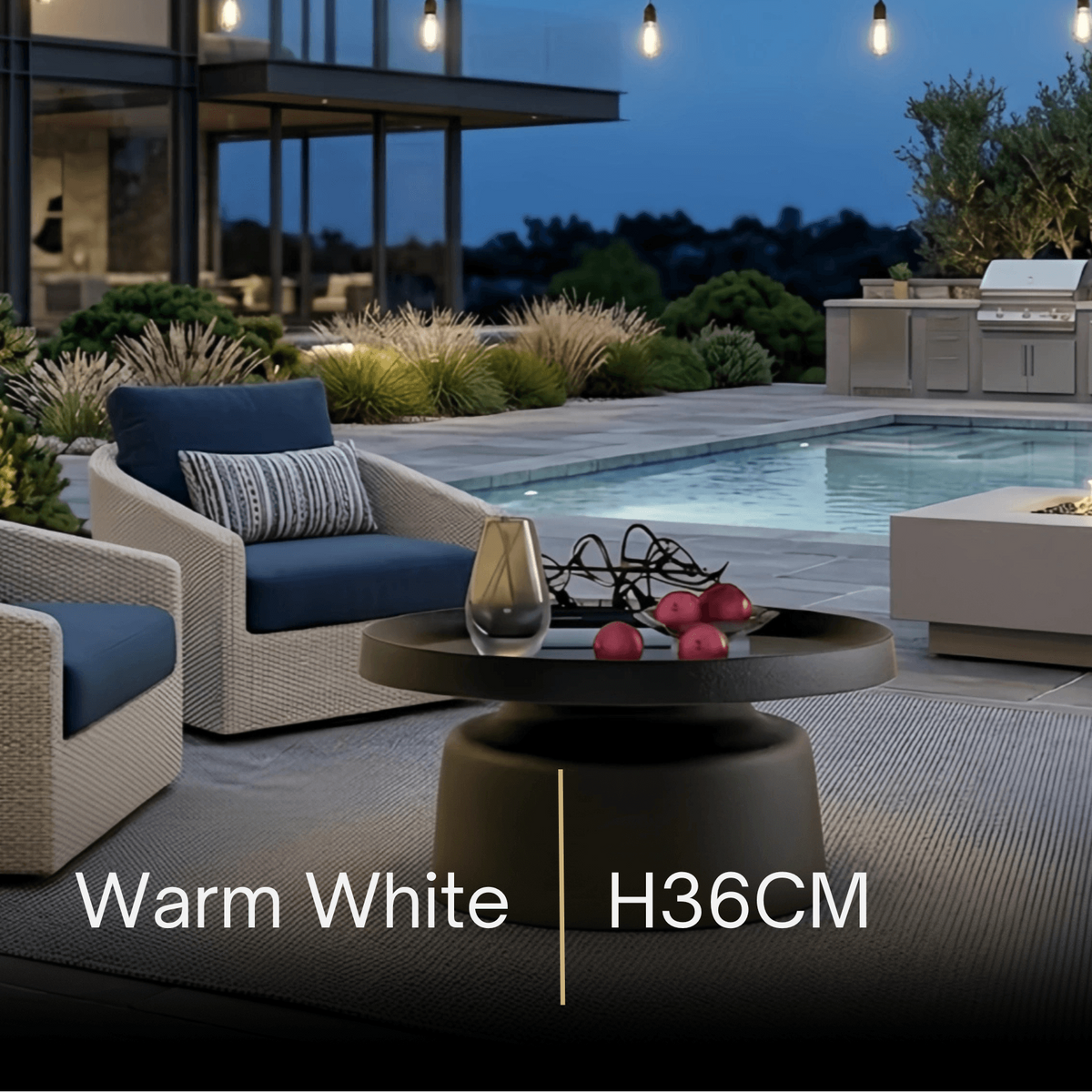 Embrace Modern Round Outdoor Floor Lamp - Black Metal for Pathways