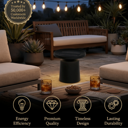 Embrace Modern Round Outdoor Floor Lamp - Black Metal for Pathways