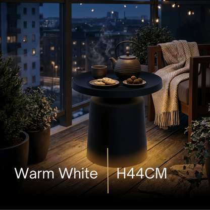 Embrace Modern Round Outdoor Floor Lamp - Black Metal for Pathways