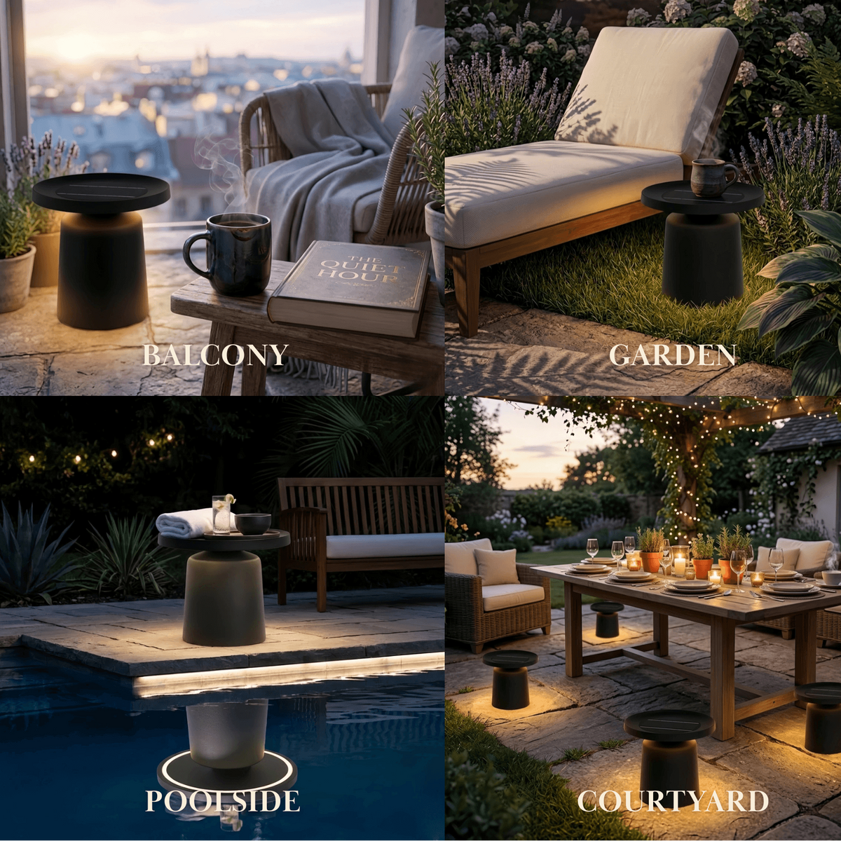 Embrace Modern Round Outdoor Floor Lamp - Black Metal for Pathways