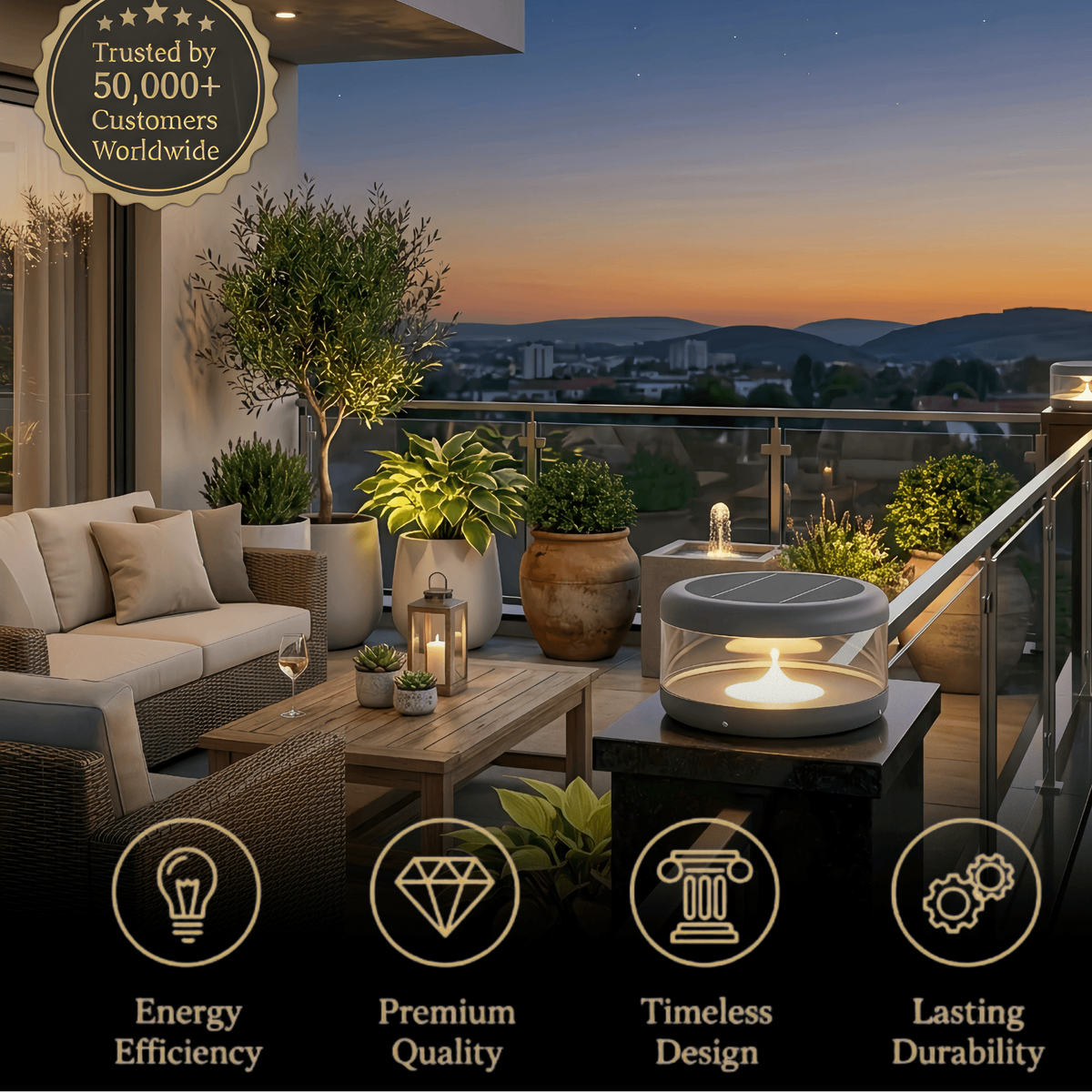 Embrace Modern Cylindrical Outdoor Pillar Light - Black Metal for Garden