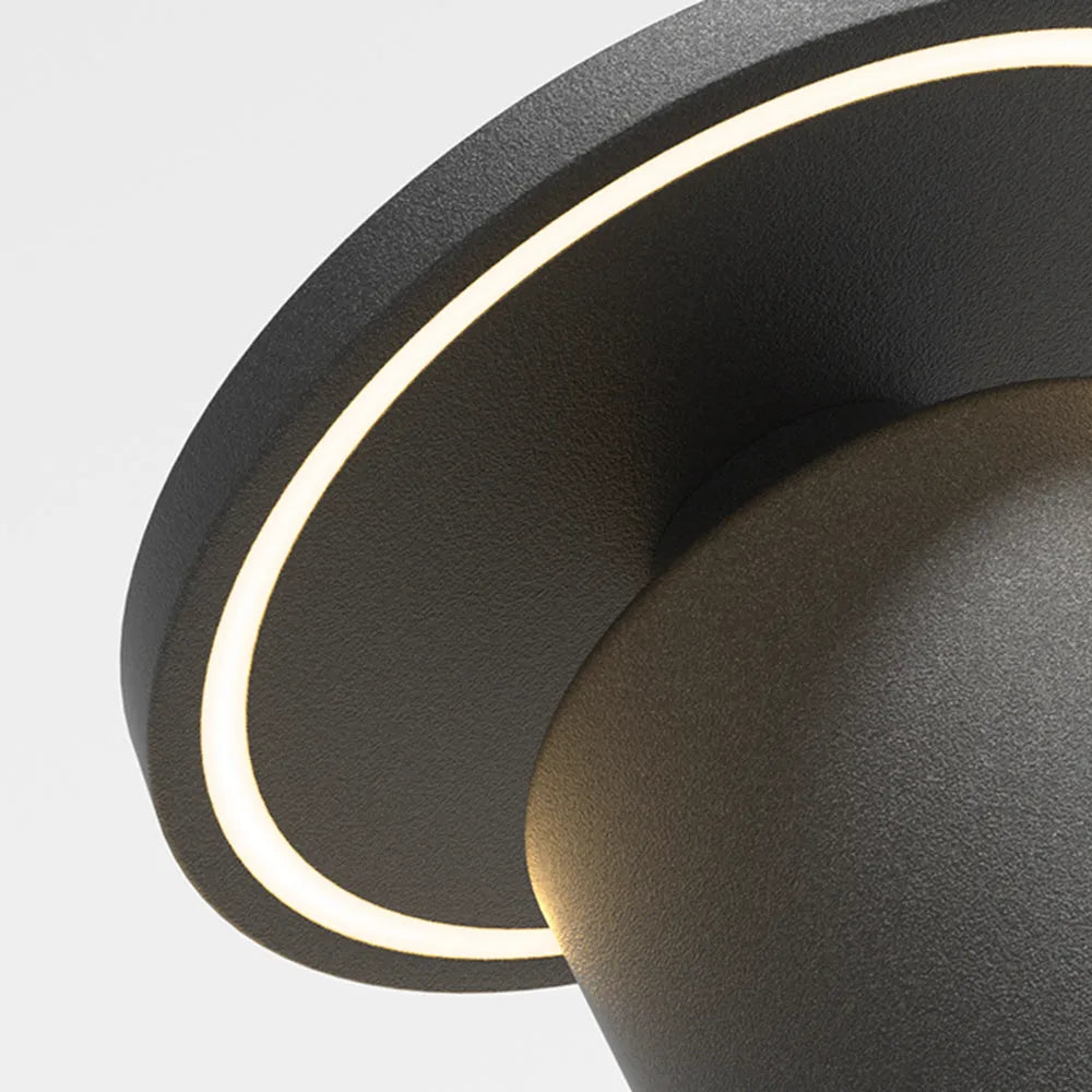 Embrace Modern Round Outdoor Floor Lamp - Black Metal for Pathways