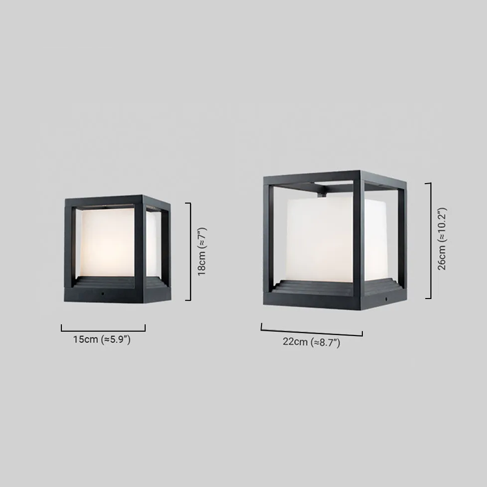 Arcato Modern Square Outdoor Pillar Light - Black Metal for Garden
