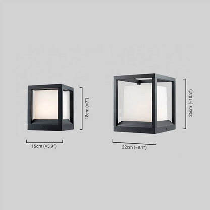 Arcato Modern Square Outdoor Pillar Light - Black Metal for Garden