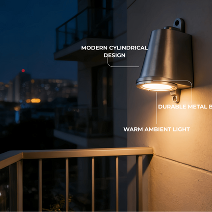 Irondale Industrial Conical Outdoor Wall Sconce - Black/Grey/Copper/Silver Metal for Balcony