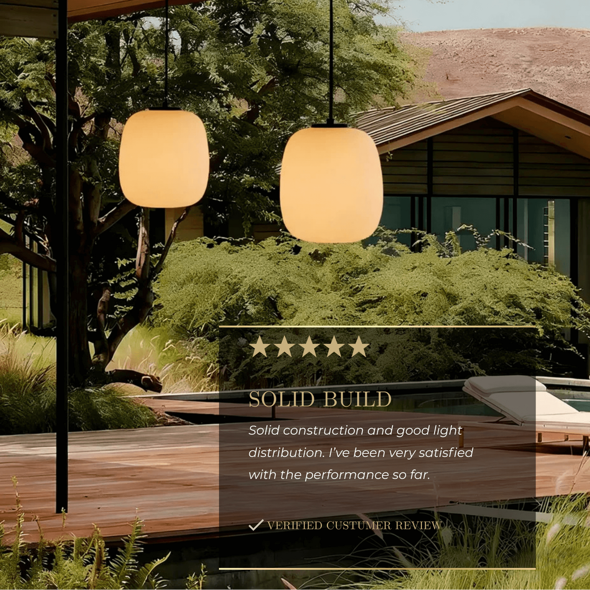 Crema Retro White Outdoor Pendant Light Metal/Acrylic Lantern Design