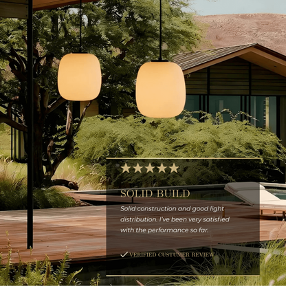 Crema Retro White Outdoor Pendant Light Metal/Acrylic Lantern Design