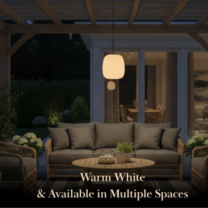 Crema Retro White Outdoor Pendant Light Metal/Acrylic Lantern Design