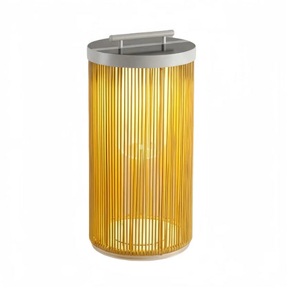 Zenno Farmhouse Cylindrical Floor Lamp – Metal Rattan for Outdoor Garden