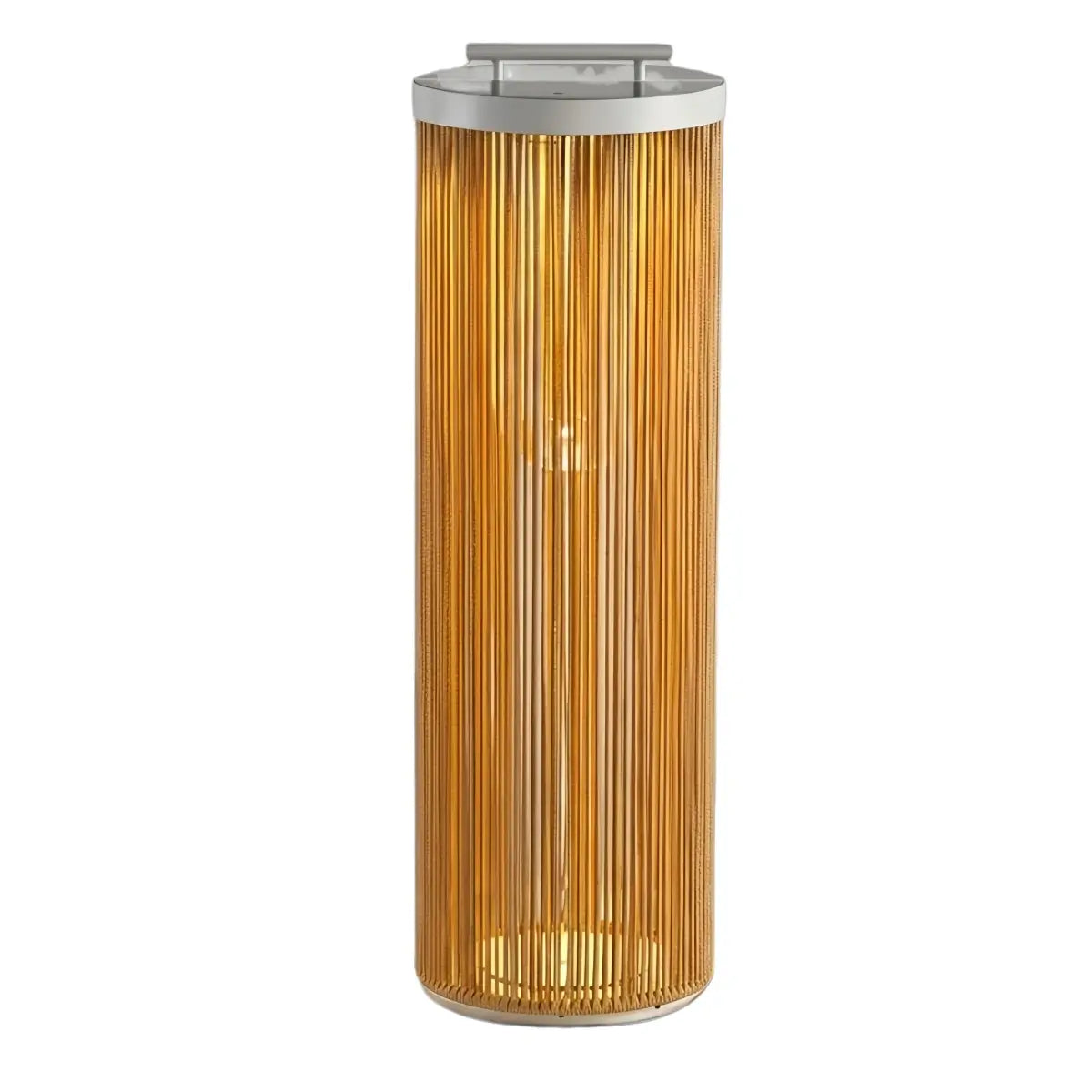 Zenno Farmhouse Cylindrical Floor Lamp – Metal Rattan for Outdoor Garden