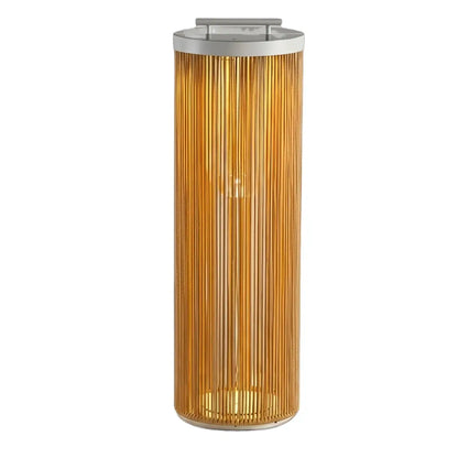 Zenno Farmhouse Cylindrical Floor Lamp – Metal Rattan for Outdoor Garden