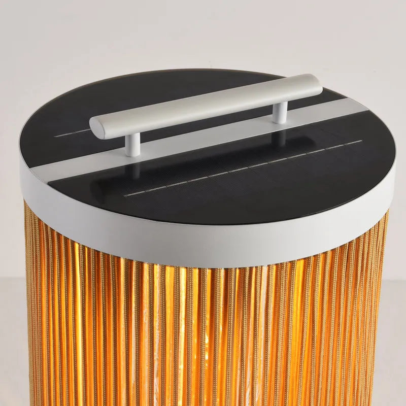 Zenno Farmhouse Cylindrical Floor Lamp – Metal Rattan for Outdoor Garden