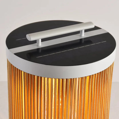Zenno Farmhouse Cylindrical Floor Lamp – Metal Rattan for Outdoor Garden