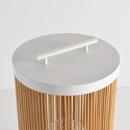 Zenno Farmhouse Cylindrical Floor Lamp – Metal Rattan for Outdoor Garden