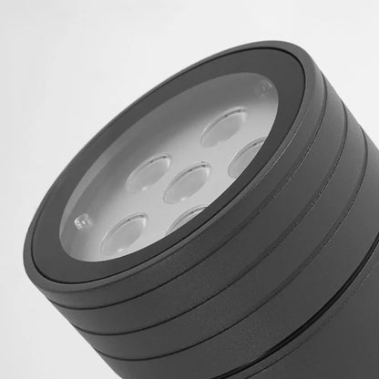 Irondale Modern Cylindrical Outdoor Ground Light – Black Metal/Glass for Garden